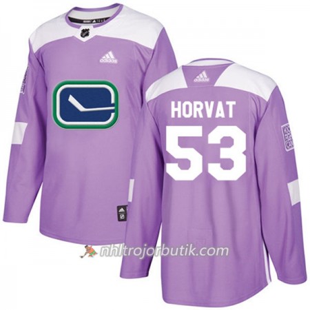 Män Ishockey Vancouver Canucks Tröja Bo Horvat 53 Adidas 2017-2018 Lila Fights Cancer Practice Authentic